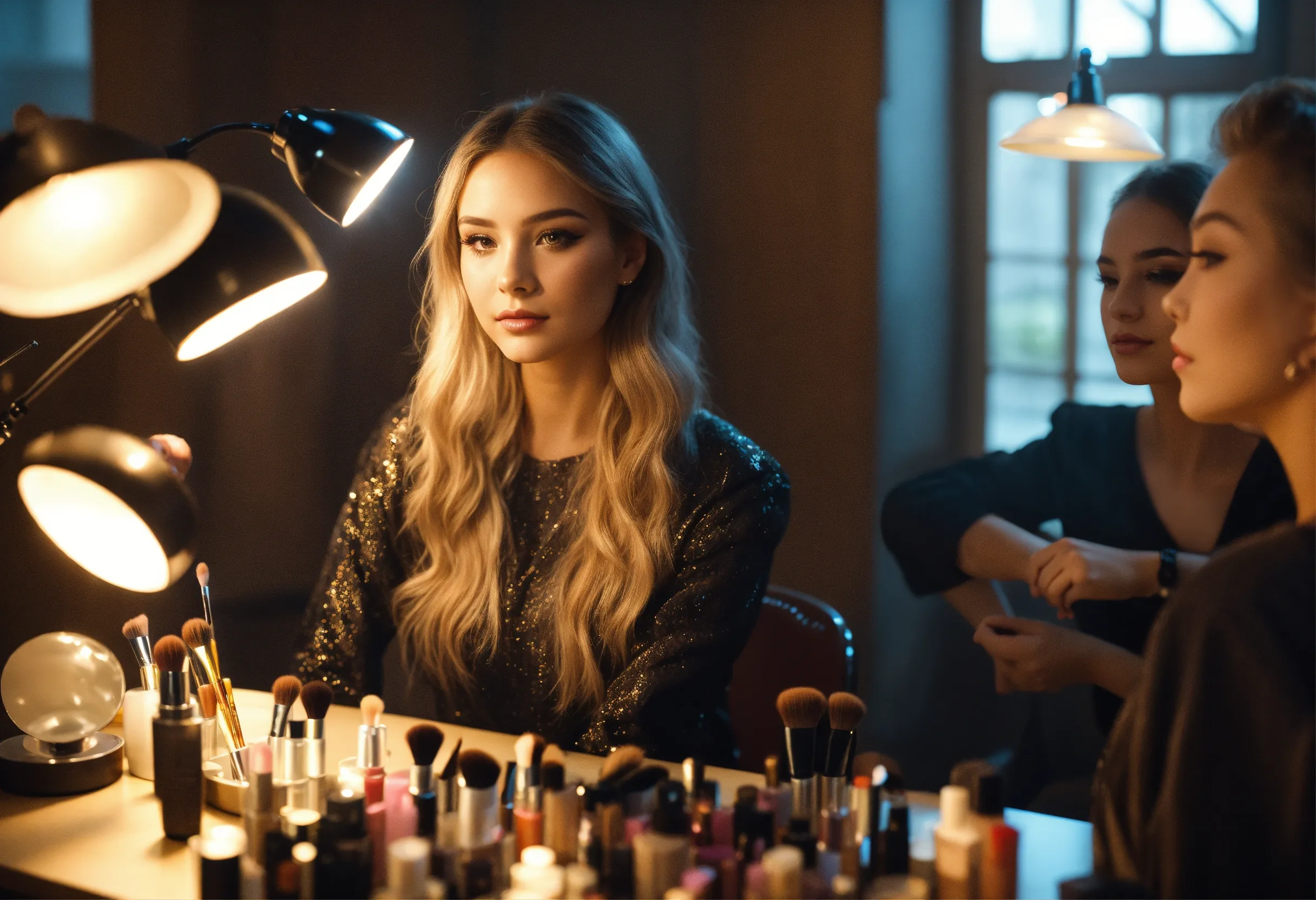 Woman receiving facial treatment